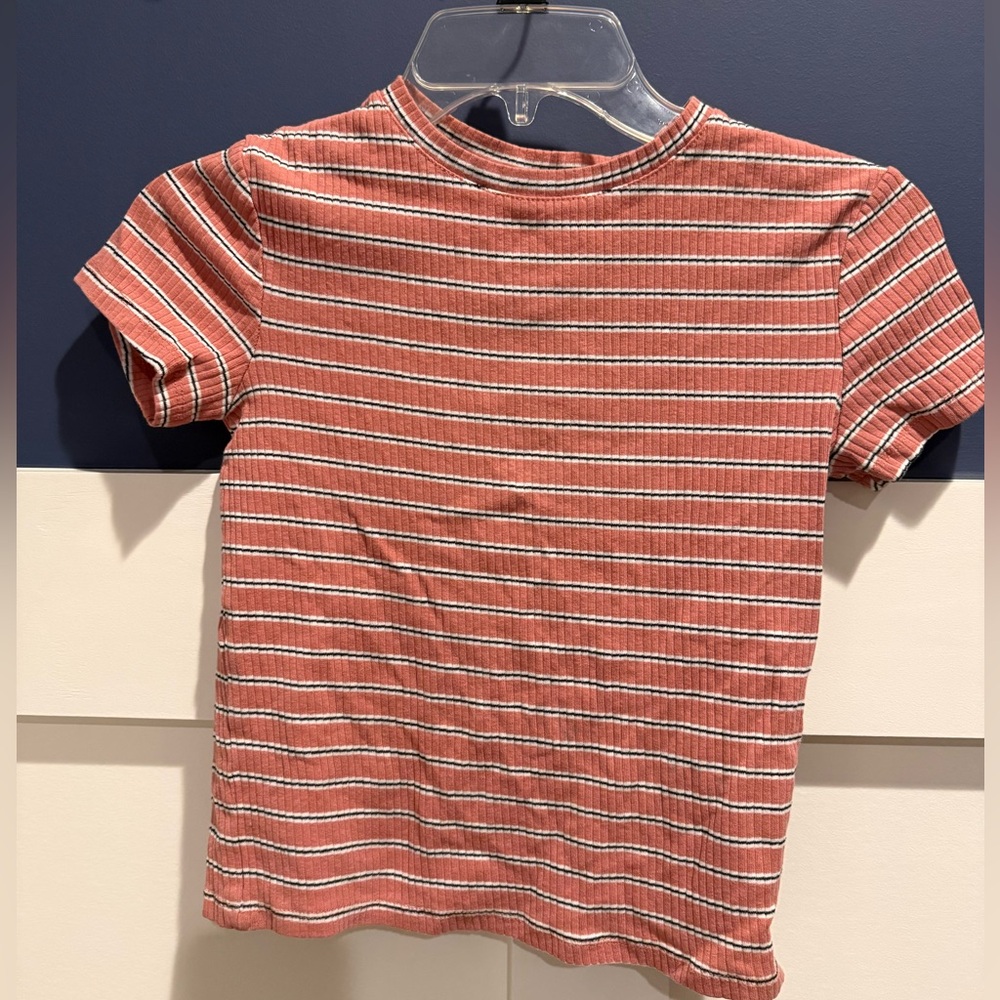 H&M Dark Peach and White Striped Kids Tee see pic for size